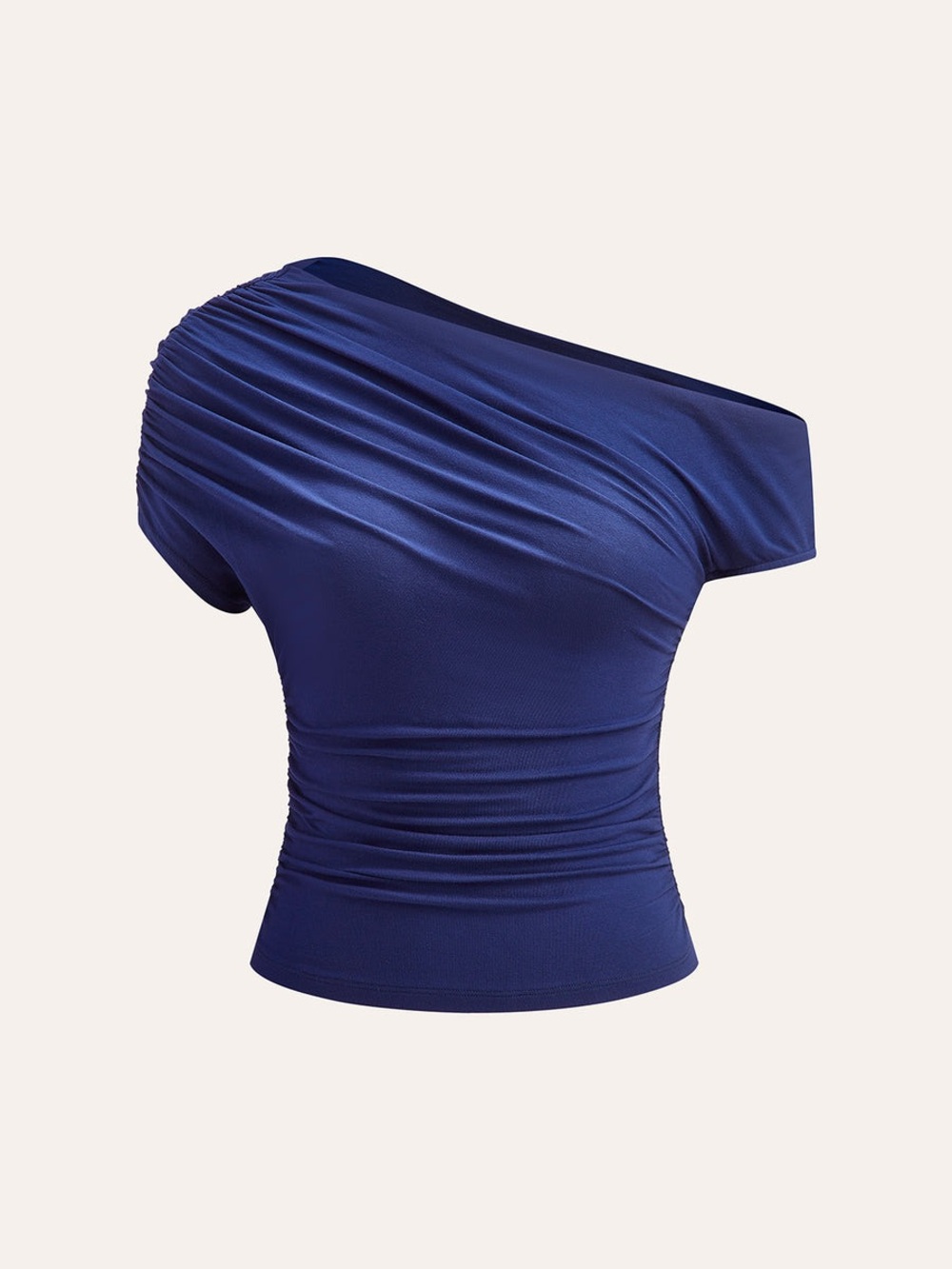 Commense Asymmetrical Off-Shoulder Ruched Top - Picture 4 of 7